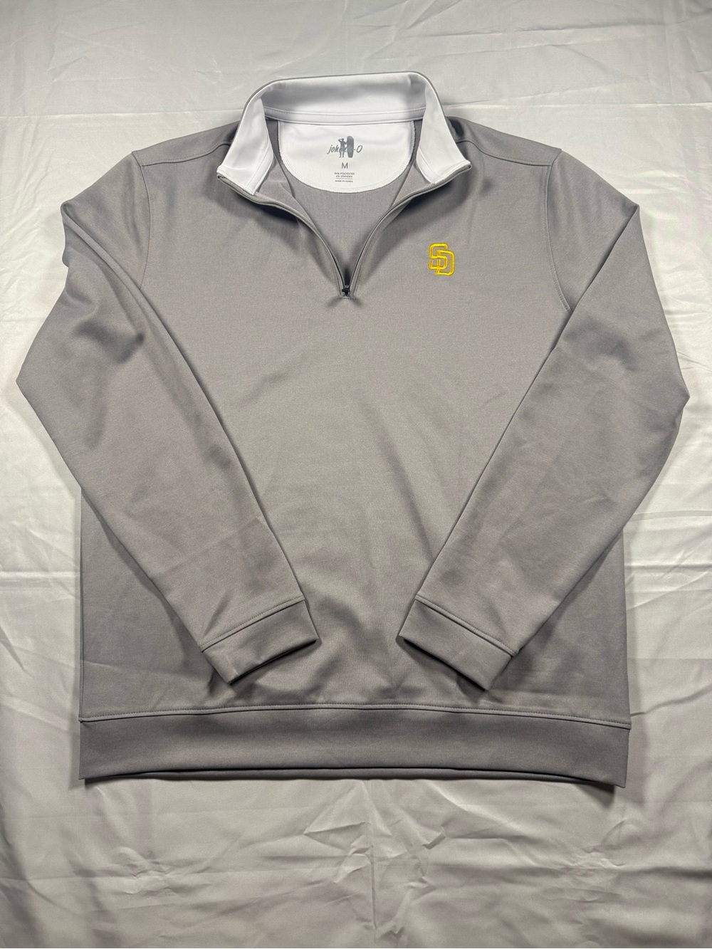 johnnie-O Men's Light Gray Quarter-Zip with SD Padres Logo - M